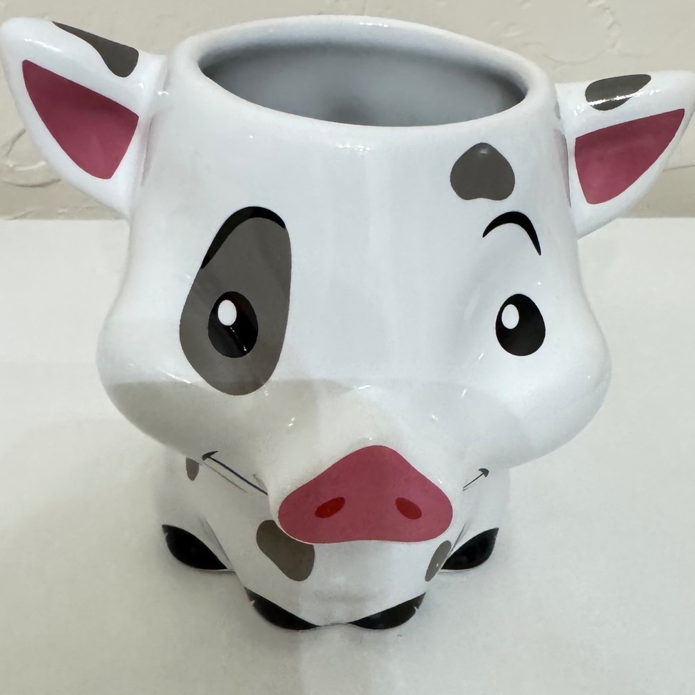 New Disney Moana Pua Pig Sculpted Ceramic Coffee Mug 3D Face White‎ Grey 4Q18